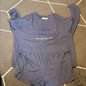 Peace Love & Dreams Graphic Blue Pajama Set